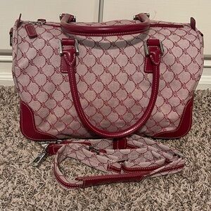 Vintage Lauren Ralph Lauren Signature Monogram Leather Trim Canvas